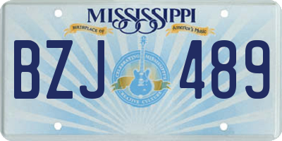 MS license plate BZJ489