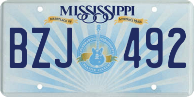 MS license plate BZJ492