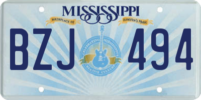 MS license plate BZJ494