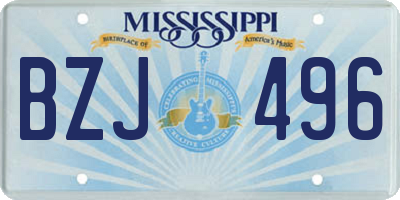 MS license plate BZJ496