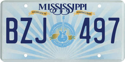 MS license plate BZJ497