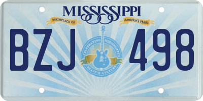 MS license plate BZJ498