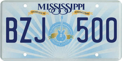 MS license plate BZJ500