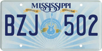 MS license plate BZJ502