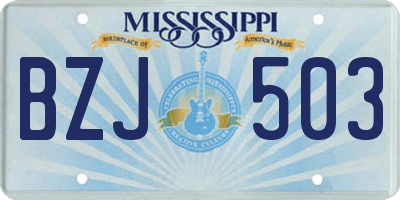 MS license plate BZJ503