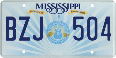 MS license plate BZJ504