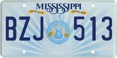MS license plate BZJ513