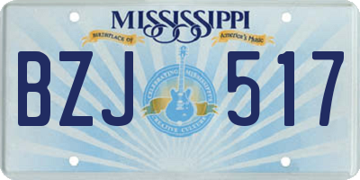 MS license plate BZJ517