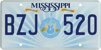 MS license plate BZJ520