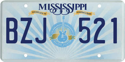MS license plate BZJ521