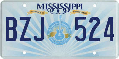MS license plate BZJ524