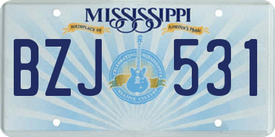MS license plate BZJ531