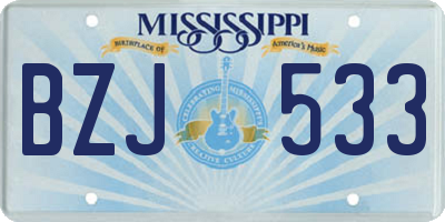 MS license plate BZJ533