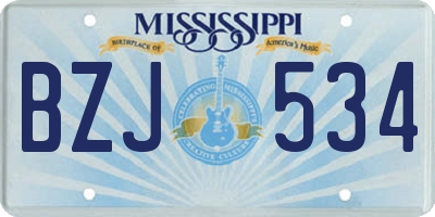MS license plate BZJ534