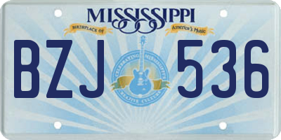 MS license plate BZJ536
