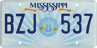 MS license plate BZJ537