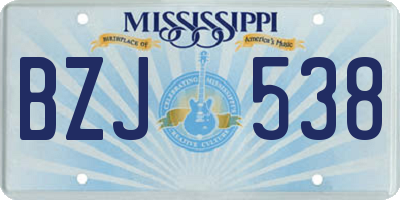 MS license plate BZJ538