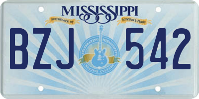 MS license plate BZJ542