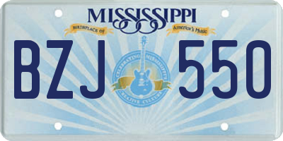 MS license plate BZJ550