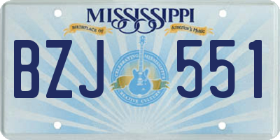 MS license plate BZJ551