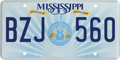 MS license plate BZJ560