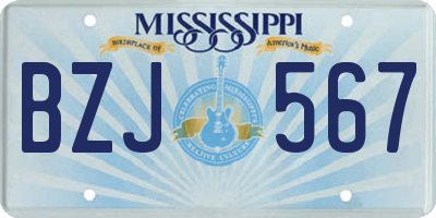MS license plate BZJ567