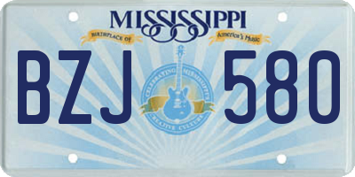 MS license plate BZJ580