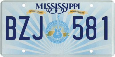 MS license plate BZJ581