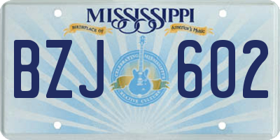 MS license plate BZJ602