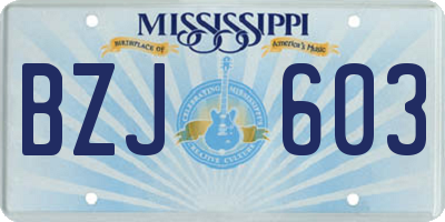 MS license plate BZJ603