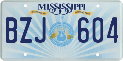 MS license plate BZJ604