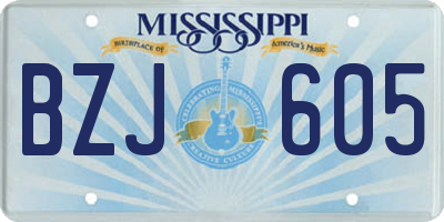 MS license plate BZJ605