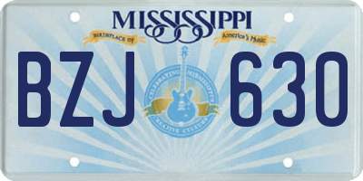 MS license plate BZJ630