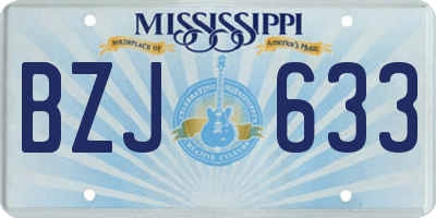 MS license plate BZJ633