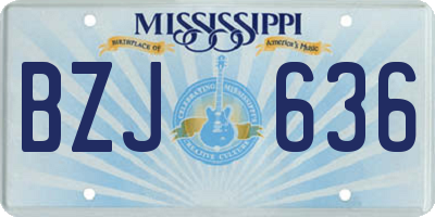 MS license plate BZJ636
