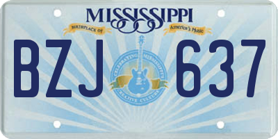 MS license plate BZJ637