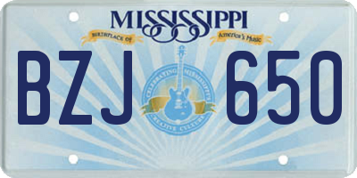 MS license plate BZJ650