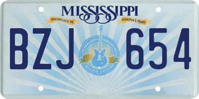 MS license plate BZJ654