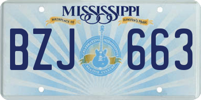 MS license plate BZJ663