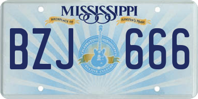 MS license plate BZJ666