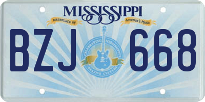 MS license plate BZJ668