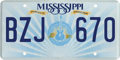 MS license plate BZJ670