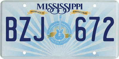 MS license plate BZJ672