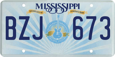 MS license plate BZJ673