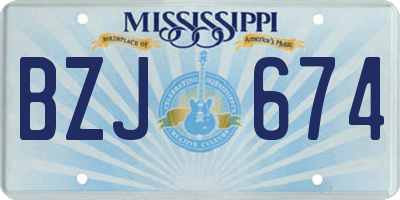 MS license plate BZJ674