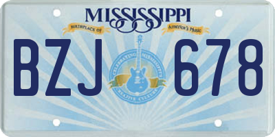 MS license plate BZJ678
