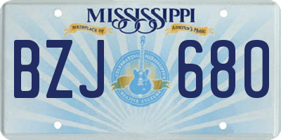 MS license plate BZJ680