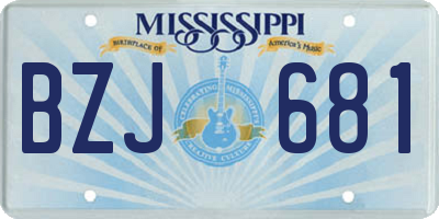 MS license plate BZJ681