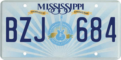 MS license plate BZJ684