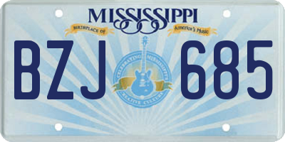 MS license plate BZJ685